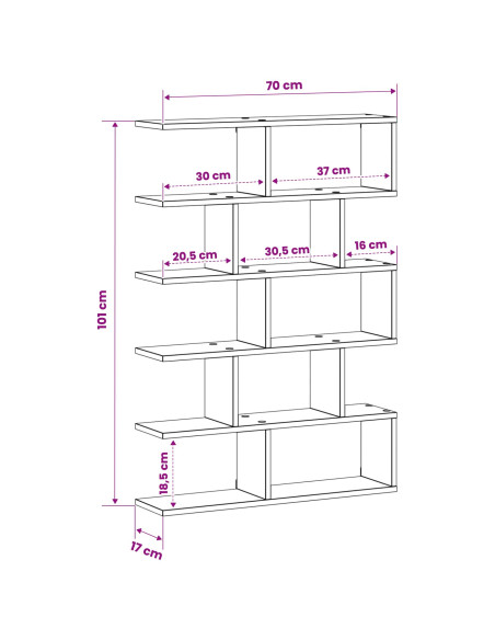 Scaffale da parete Rovere Fumo 70 x 17 x 101 cm