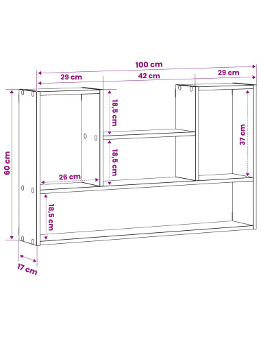 Scaffale da parete Grigio Cemento 100 x 17 x 60 cm