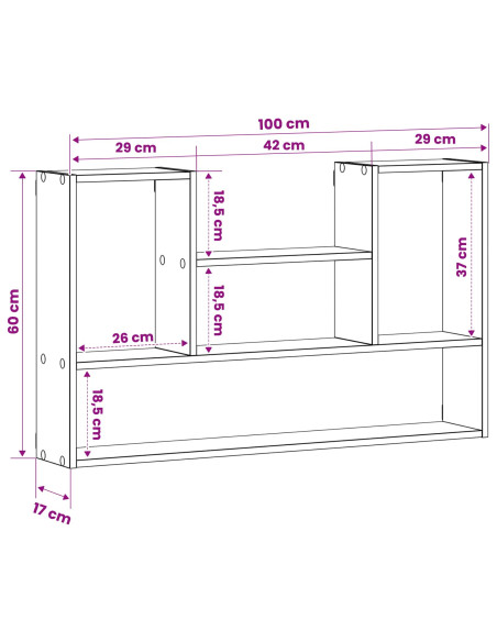 Scaffale da parete Grigio Cemento 100 x 17 x 60 cm