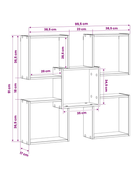 Scaffale da parete Grigio Cemento 99,5 x 17 x 91 cm