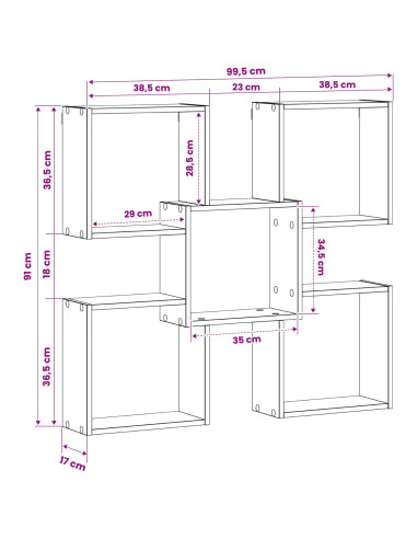 Scaffale da parete Rovere Sonoma 99,5 x 17 x 91 cm