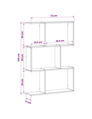 Scaffale da parete Rovere Sonoma 72 x 17 x 105 cm