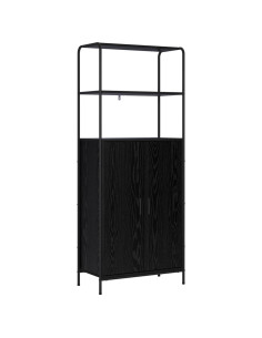 Credenza Rovere Nero 40 x 33 x 161 cm Legno ingegnerizzato