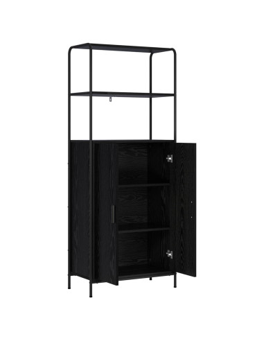 Credenza Rovere Nero 40 x 33 x 161 cm Legno ingegnerizzato