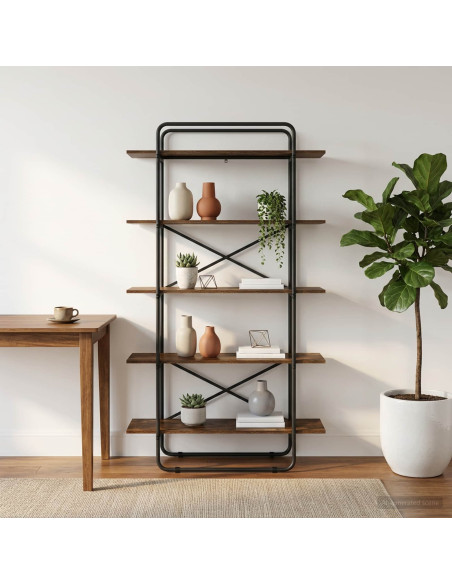 Libreria 5 livelli 100 x 35 x 175,5 cm PB Rovere Fumo