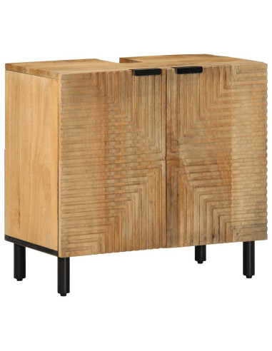 Set Mobili da Bagno 3pz Marrone in Legno Massello di Mango