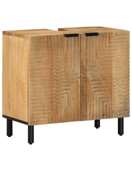 Set Mobili da Bagno 4 pz Marrone in Legno Massello di Mango