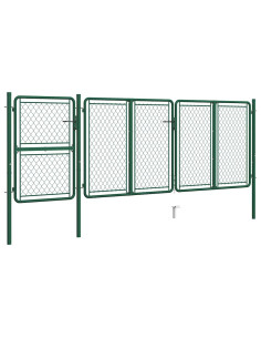 Cancello da Giardino in Acciaio 400x125 cm Verde