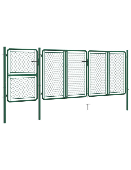 Cancello da Giardino in Acciaio 400x125 cm Verde