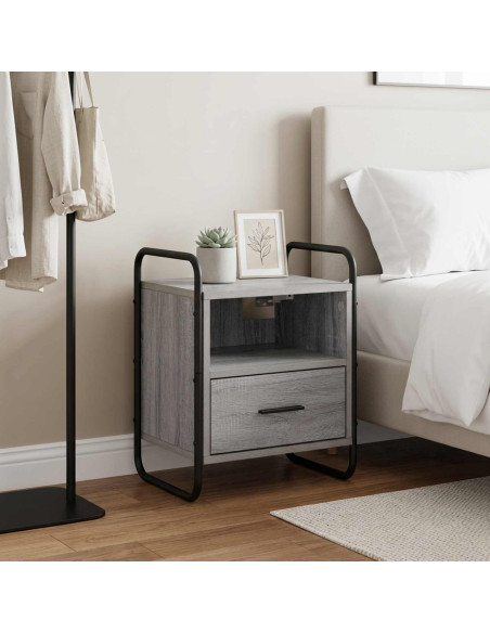 Mobiletto da Letto Appeso Sonoma grigio 40 x 30 x 50 cm