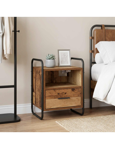 Mobiletto da Letto Appeso Legno antico 40 x 30 x 50 cm