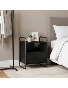 Mobiletto da Letto Appeso Rovere Nero 40 x 30 x 50 cm