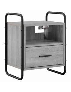 Mobiletto da Letto Appeso Sonoma grigio 40 x 30 x 50 cm 2