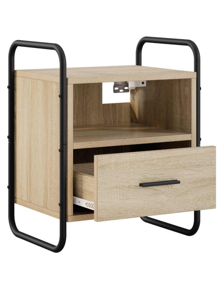 Mobiletto da Letto Appeso Rovere Sonoma 40 x 30 x 50 cm