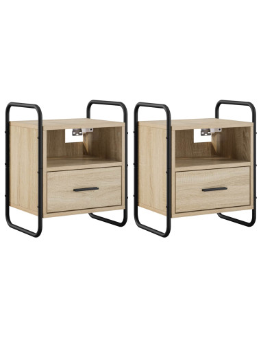 Mobiletto da Letto Appeso 2 pz Rovere Sonoma 40 x 30 x 50 cm