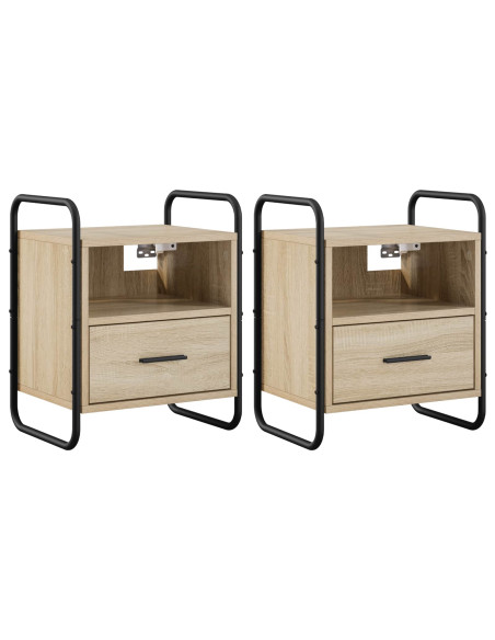 Mobiletto da Letto Appeso 2 pz Rovere Sonoma 40 x 30 x 50 cm