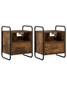 Mobiletto da Letto Appeso 2 pz Rovere Fumo 40 x 30 x 50 cm 2