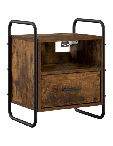 Mobiletto da Letto Appeso 2 pz Rovere Fumo 40 x 30 x 50 cm