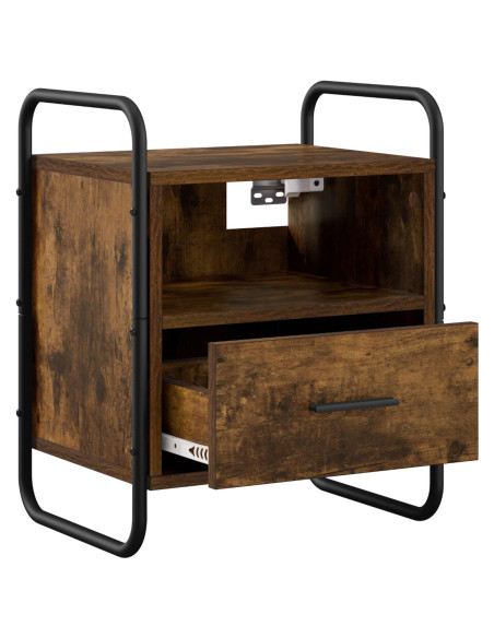 Mobiletto da Letto Appeso 2 pz Rovere Fumo 40 x 30 x 50 cm