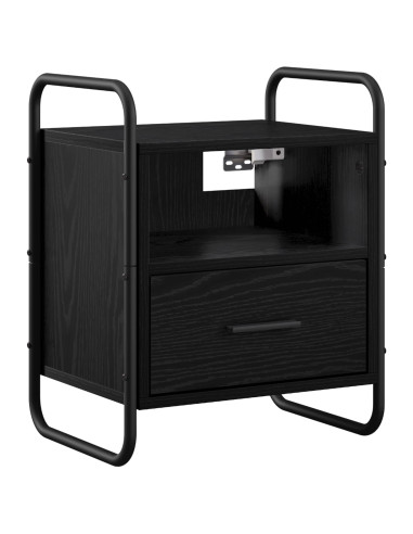 Mobiletto da Letto Appeso Rovere Nero 40 x 30 x 50 cm