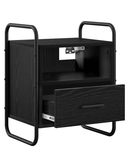 Mobiletto da Letto Appeso Rovere Nero 40 x 30 x 50 cm