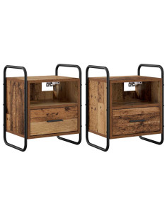 Mobiletto da Letto Appeso 2 pz Legno antico 40 x 30 x 50 cm 2