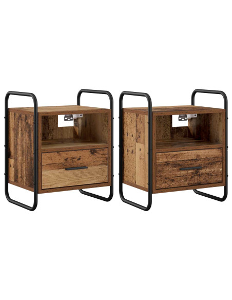 Mobiletto da Letto Appeso 2 pz Legno antico 40 x 30 x 50 cm