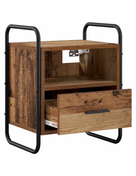 Mobiletto da Letto Appeso 2 pz Legno antico 40 x 30 x 50 cm