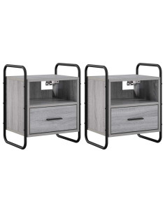 Mobiletto da Letto Appeso 2 pz Sonoma grigio 40 x 30 x 50 cm 2
