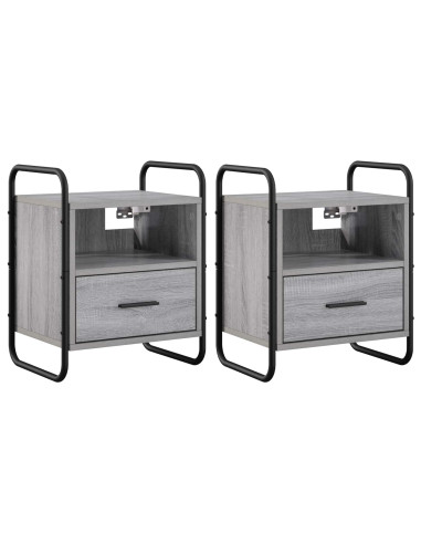 Mobiletto da Letto Appeso 2 pz Sonoma grigio 40 x 30 x 50 cm