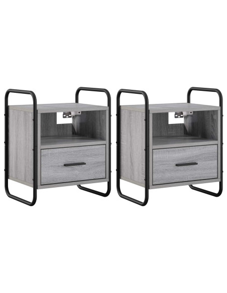 Mobiletto da Letto Appeso 2 pz Sonoma grigio 40 x 30 x 50 cm