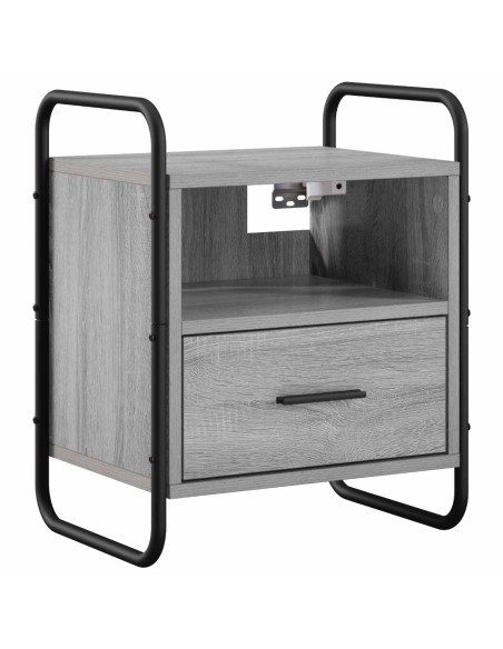 Mobiletto da Letto Appeso 2 pz Sonoma grigio 40 x 30 x 50 cm