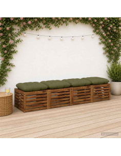 Cuscini per Seduta VIANEN 4 pz 100% Poliestere Verde Oliva