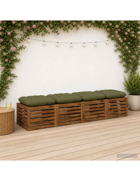 Cuscini per Seduta VIANEN 4 pz 100% Poliestere Verde Oliva