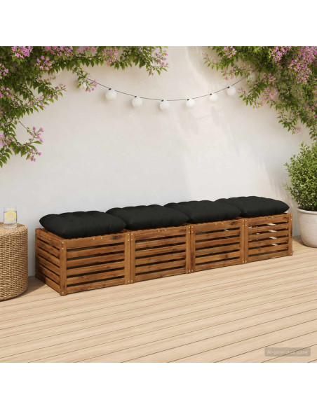 Cuscini per Seduta VIANEN 4 pz 100% Poliestere Nero