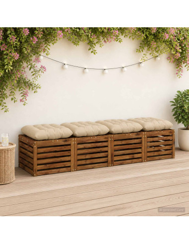 Cuscini per Seduta VIANEN 4 pz 100% Poliestere Crema