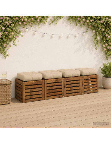 Cuscini per Sedia in 4 Pezzi VIANEN 4 pcs 100% Poliestere Crema