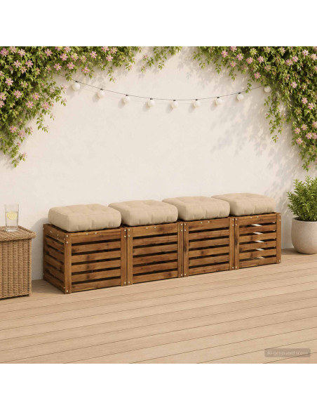 Cuscini per Sedia in 4 Pezzi VIANEN 4 pcs 100% Poliestere Crema