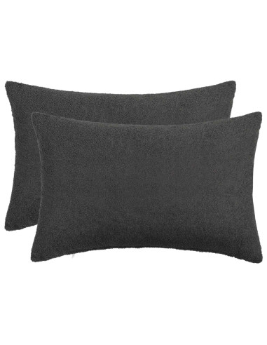 Federa 2 pcs HEERLEN Grigio Scuro 30 x 50 cm Bouclé