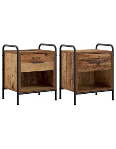 Armadio da Notte 2 pz Legno antico 40 x 30 x 50 cm 2