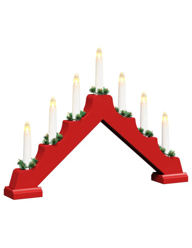 Ponte con Candele di Natale con 7 LED Rosso 39.5 x 5 x 29 cm