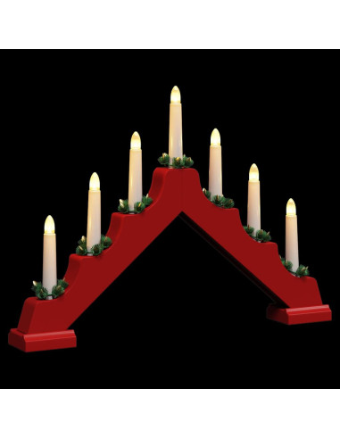Ponte con Candele di Natale con 7 LED Rosso 39.5 x 5 x 29 cm