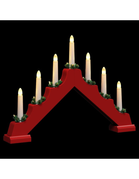 Ponte con Candele di Natale con 7 LED Rosso 39.5 x 5 x 29 cm