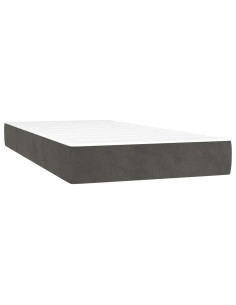 Materasso a Molle Insacchettate Rigidità Media Grigio Scuro 100x190x20 cm Twin in Velluto 2