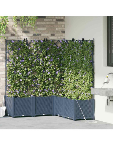 Vaso da giardino 3 pz Grigio 80 x 80 x 143 cm PP