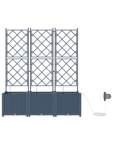 Vaso da giardino 3 pz Grigio 80 x 80 x 143 cm PP