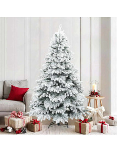 Albero di Natale Artificiale Snodato Foderato di Neve Bianco