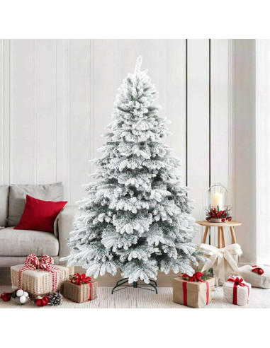 Albero di Natale Artificiale Snodato Foderato di Neve Bianco