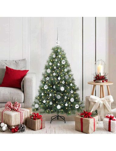 Albero di Natale artificiale con 150 LED Verde 120 cm PE e PVC