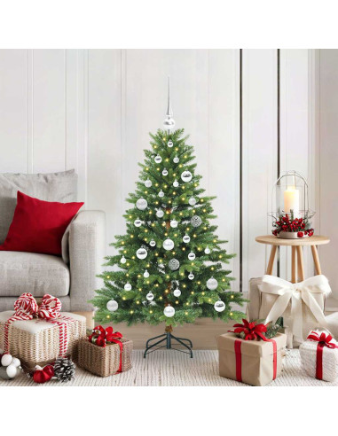 Albero di Natale artificiale con 150 LED Verde 120 cm PE e PVC